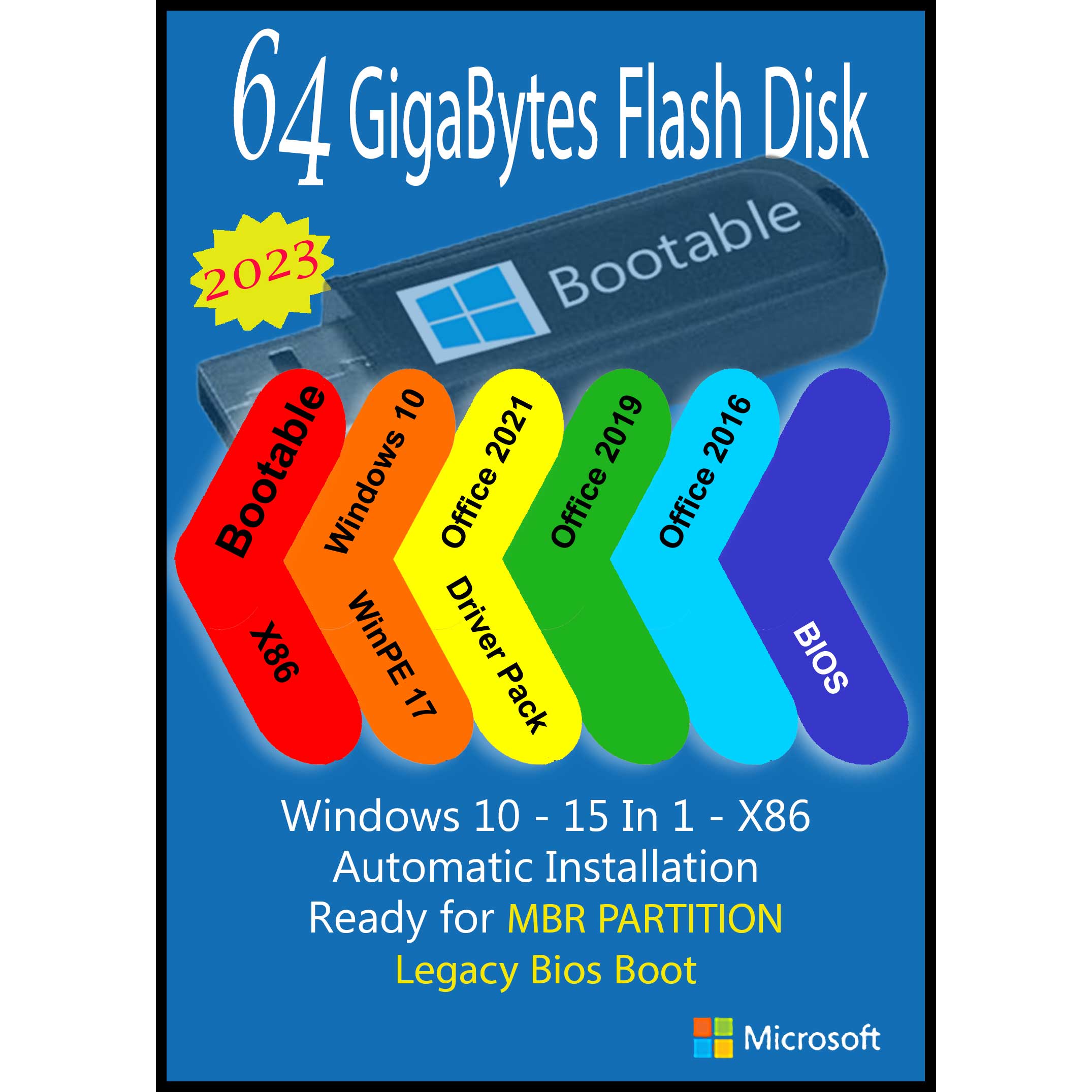 سیستم عامل Windows 10 X86 2023 15 IN 1 Legacy Bios - Driver Pack - Office 2016-2019-2021 Pro Plus نشر مایکروسافت 