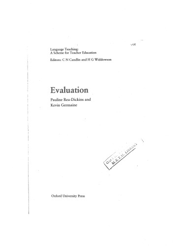 خرید و دانلود نسخه کامل کتاب Evaluation (Language Teaching : a Scheme for Teacher Education)