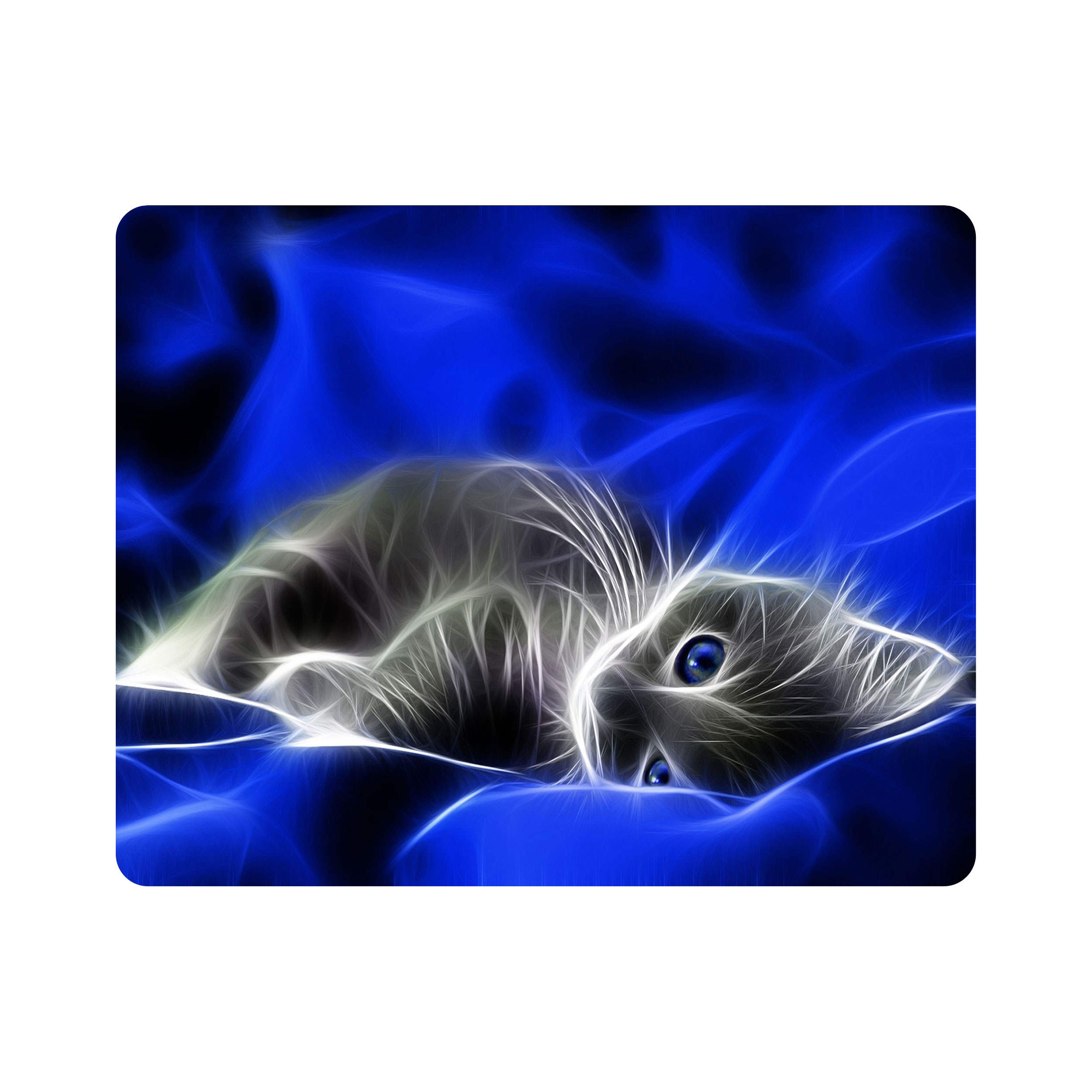 ماوس پد اطلس آبی طرح فانتزی گربه مدل T1283