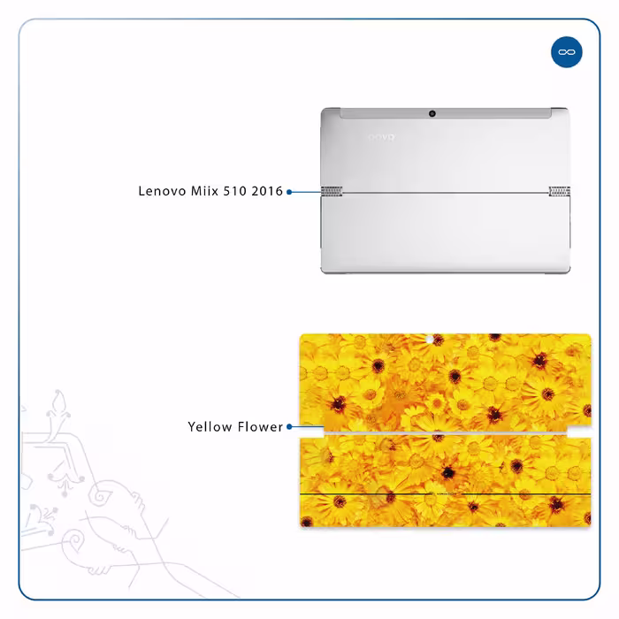 برچسب پوششی ماهوت مدل Yellow-Flower مناسب برای تبلت لنوو Miix 510 2016