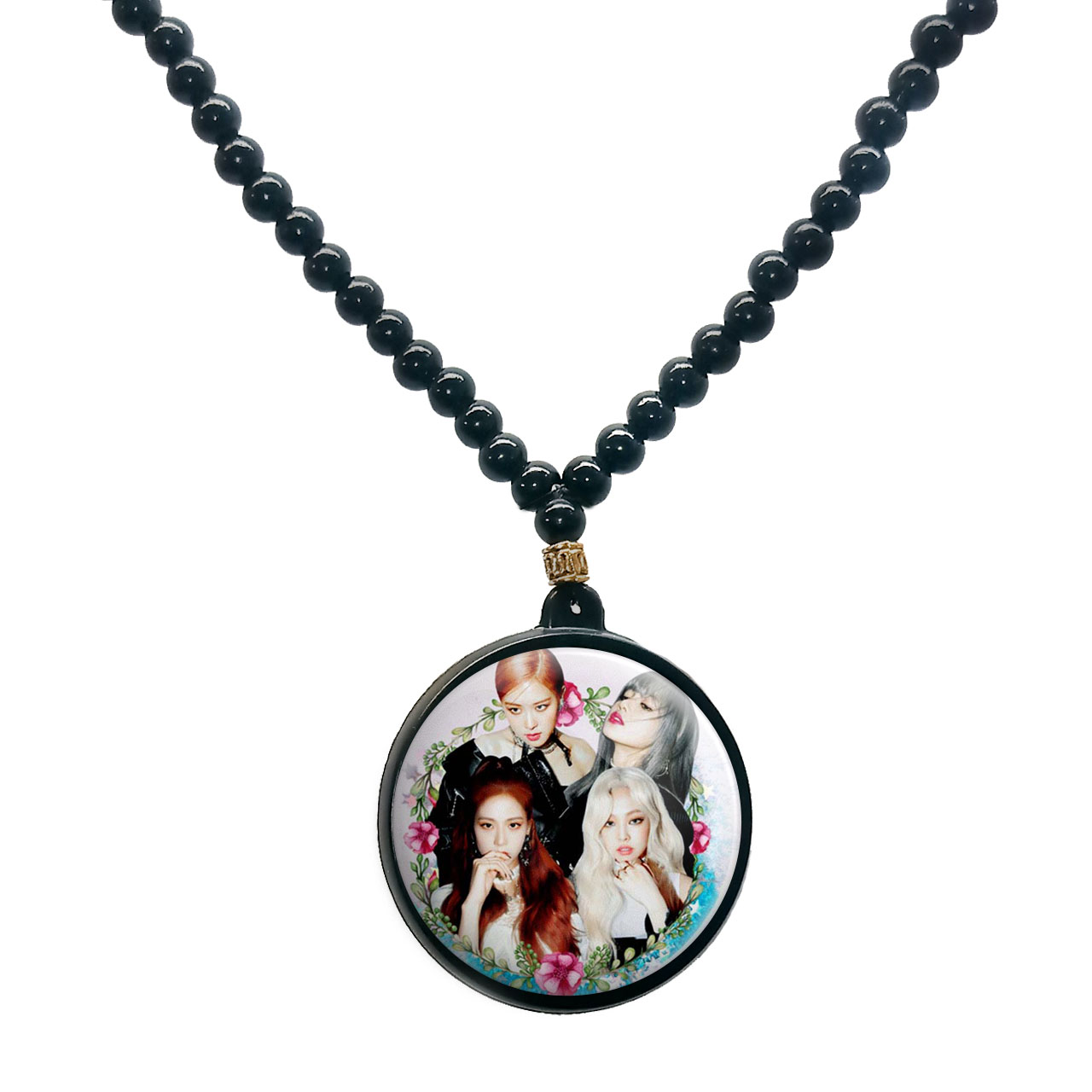 گردنبند پرمانه طرح بلک پینک کد pmd.11 مدل دو طرفه