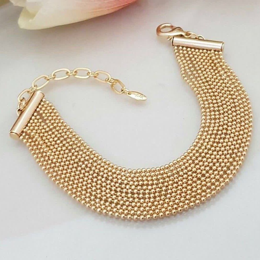 دستبند کاملا مشابه طلا کپی شده از ویترین طلا فروشی استیل رنگ ثابت ضد حساسییت 