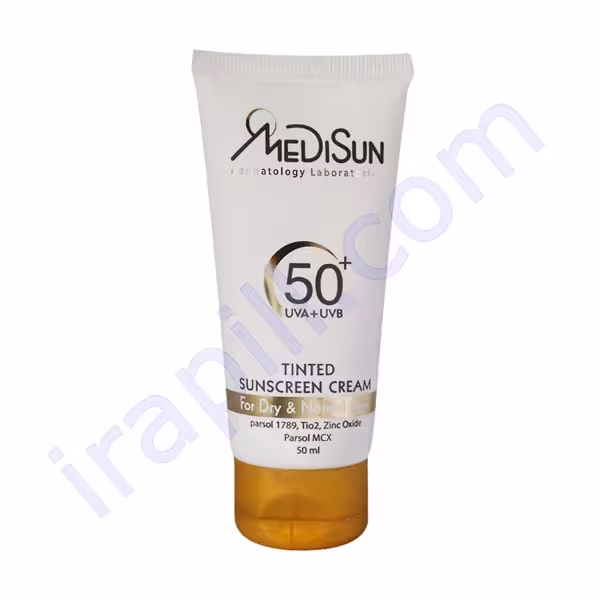 کرم ضد آفتاب فاقد رنگ SPF50 مدیسان حجم 50 میلی لیتر