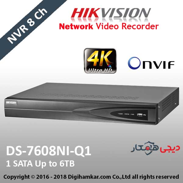 ضبط کننده ویدیویی تحت شبکه NVR هایک ویژن مدل DS-7608NI-Q1