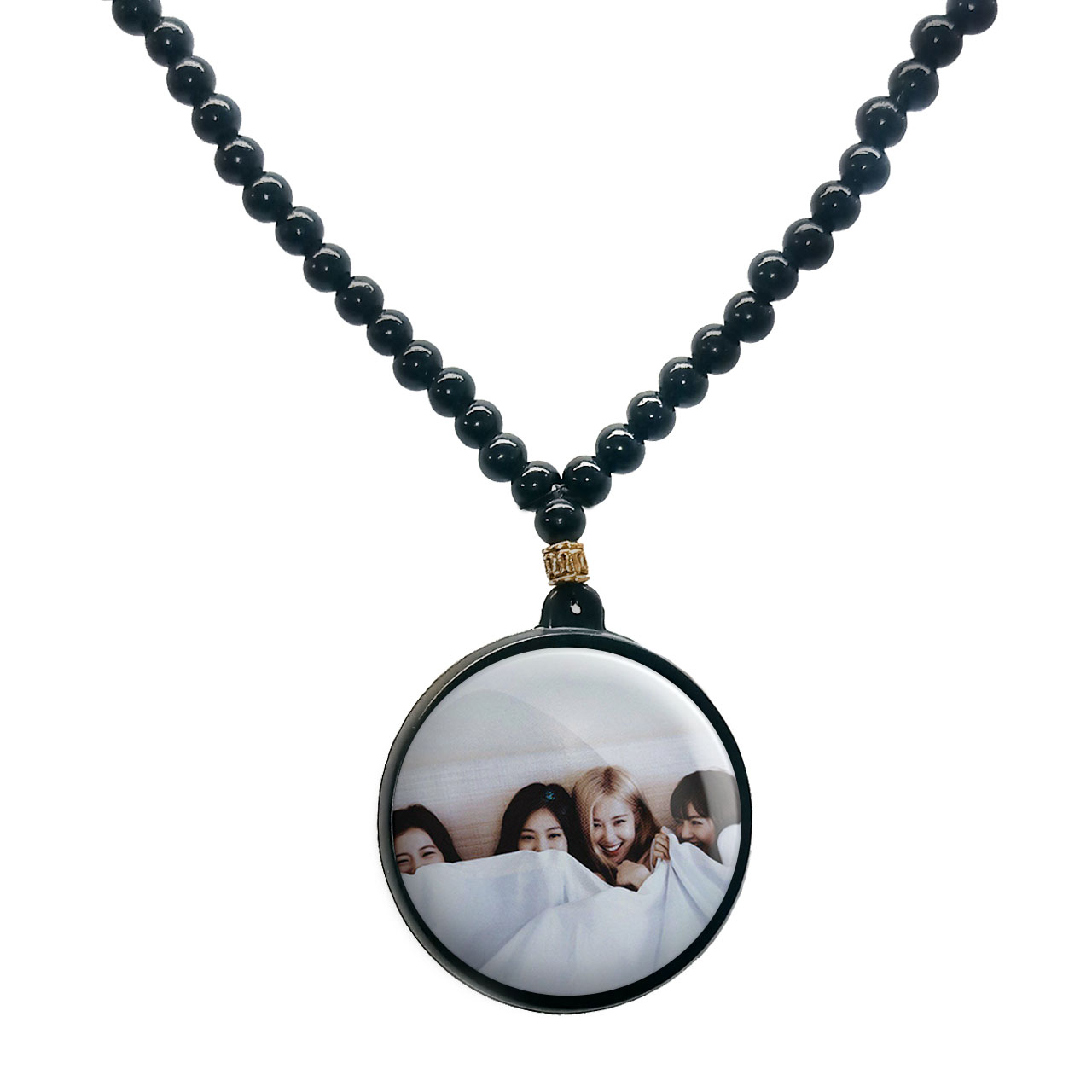 گردنبند پرمانه طرح بلک پینک کد pmd.18190 مدل دو طرفه