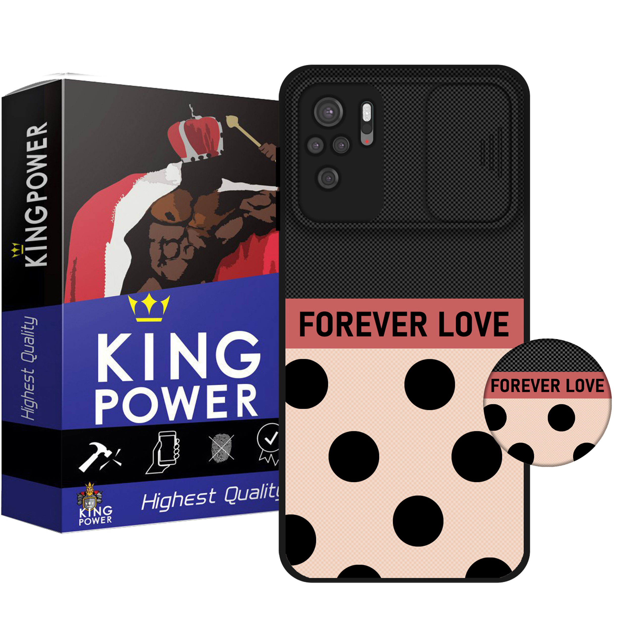 کاور کینگ پاور مدل FOREVER LOVE مناسب برای گوشی موبایل شیائومی Redmi Note10/10S به همراه پایه نگهدارنده