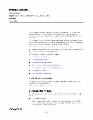 خرید و دانلود نسخه کامل کتاب Oracle Database Release Notes 10g Release 2 (10.2) for Solaris Operating System (x86) B15696-02