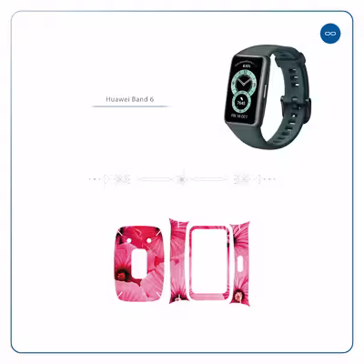 برچسب ماهوت طرح Pink Flower مناسب برای ساعت هوشمند هوآوی band 6