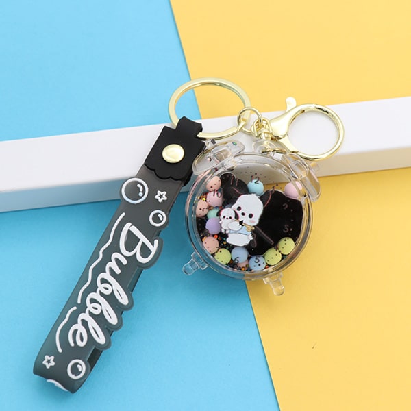 سرکلیدی شیشه ای آویز کیف آکواریومی ساعت مشکی 33854