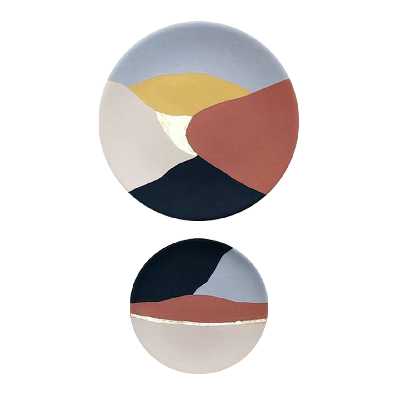 بشقاب دیوارکوب سفالی کد D167-A مجموعه 3 عددی