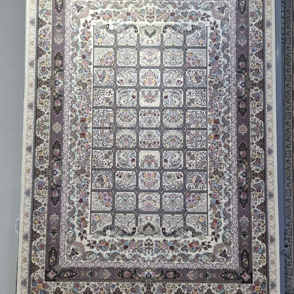 فرش پاتریس 1200شانه  طرح هفت افلاک کرم  کناره 3متری