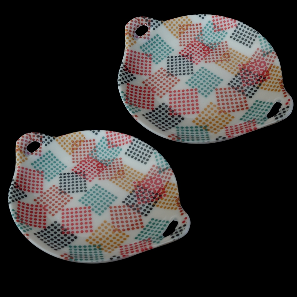 ظرف سرو طرح مربع رنگی بسته 2 عددی