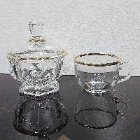 ست فنجان تخم مرغی و قندان پترا لب طلا بلینک مکس چین