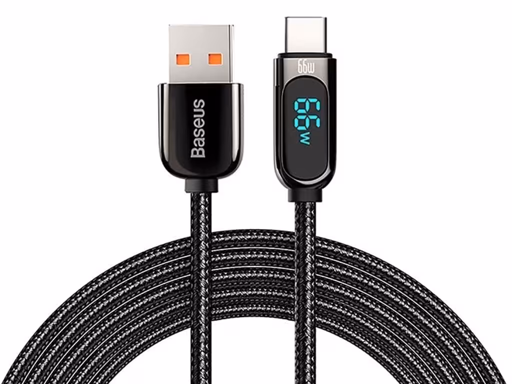 کابل یواس‌بی به تایپ‌سی بیسوس Baseus CASX020101 66W USB to USB-C / Type-C Digital Display Fast Charging Data Cable 2M