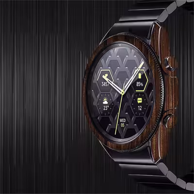 برچسب ماهوت طرح Dark Walnut Wood مناسب برای ساعت هوشمند سامسونگ Galaxy Watch3 45mm