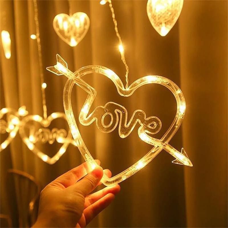 ریسه ال ای دی پرده ای مدل قلب لاو(Love) آفتابی کیادکالا