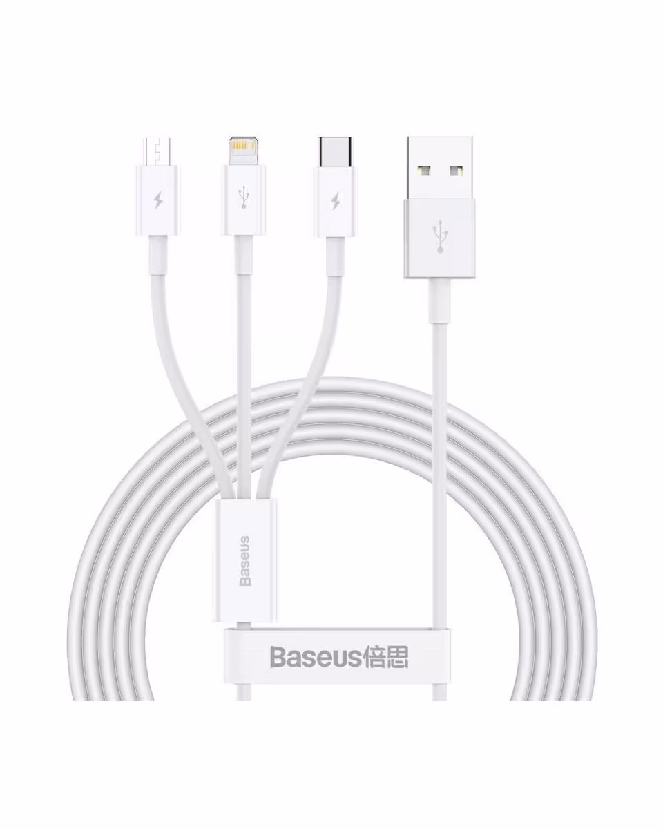 کابل سه سر بیسوس فست شارژ Baseus Superior Fast Charging USB to M L C CAMLTYS-02 توان 3.5 آمپر طول 1.5 متر