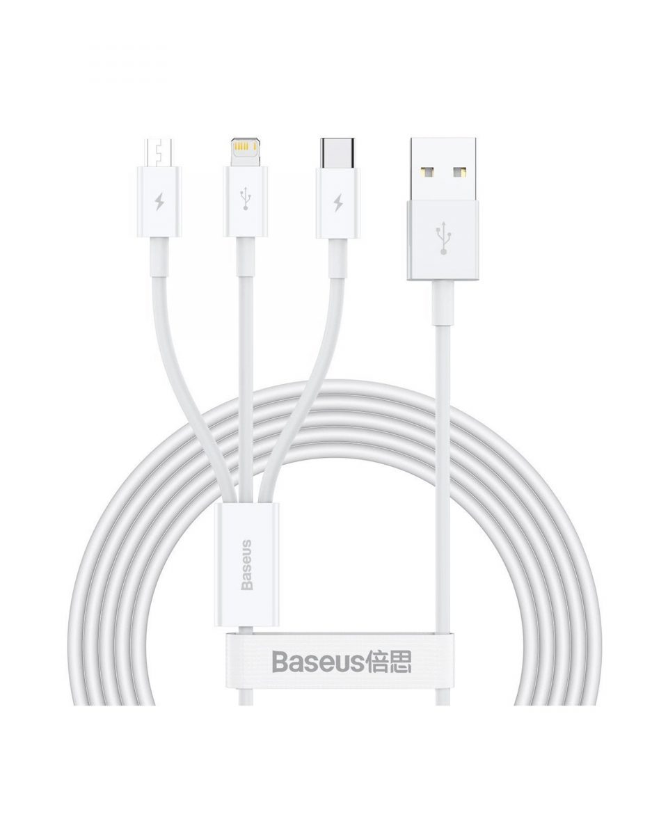 کابل سه سر بیسوس فست شارژ Baseus Superior Fast Charging USB to M L C CAMLTYS-02 توان 3.5 آمپر طول 1.5 متر