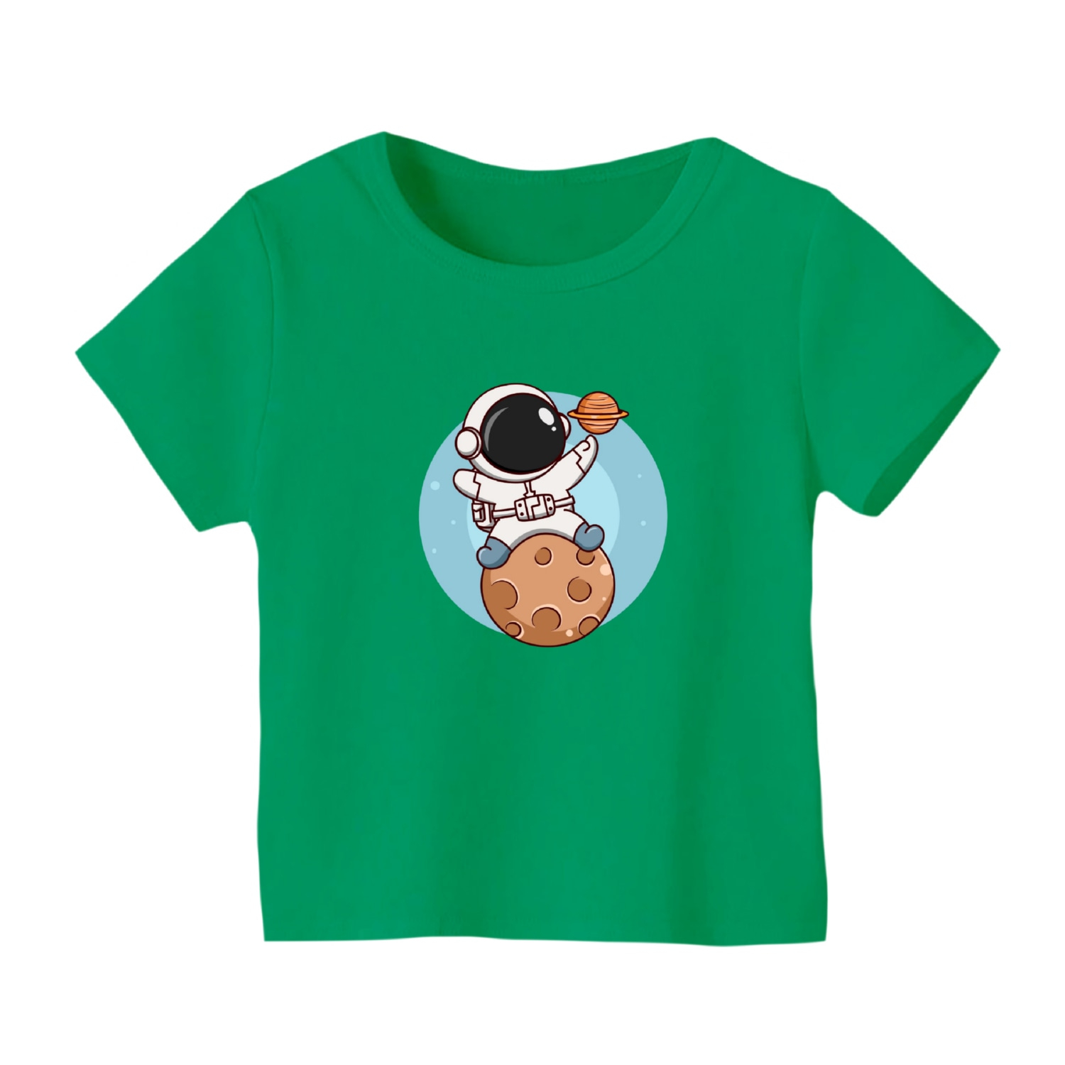 تی شرت آستین کوتاه بچگانه مدل فضانورد کد 18 رنگ سبز
