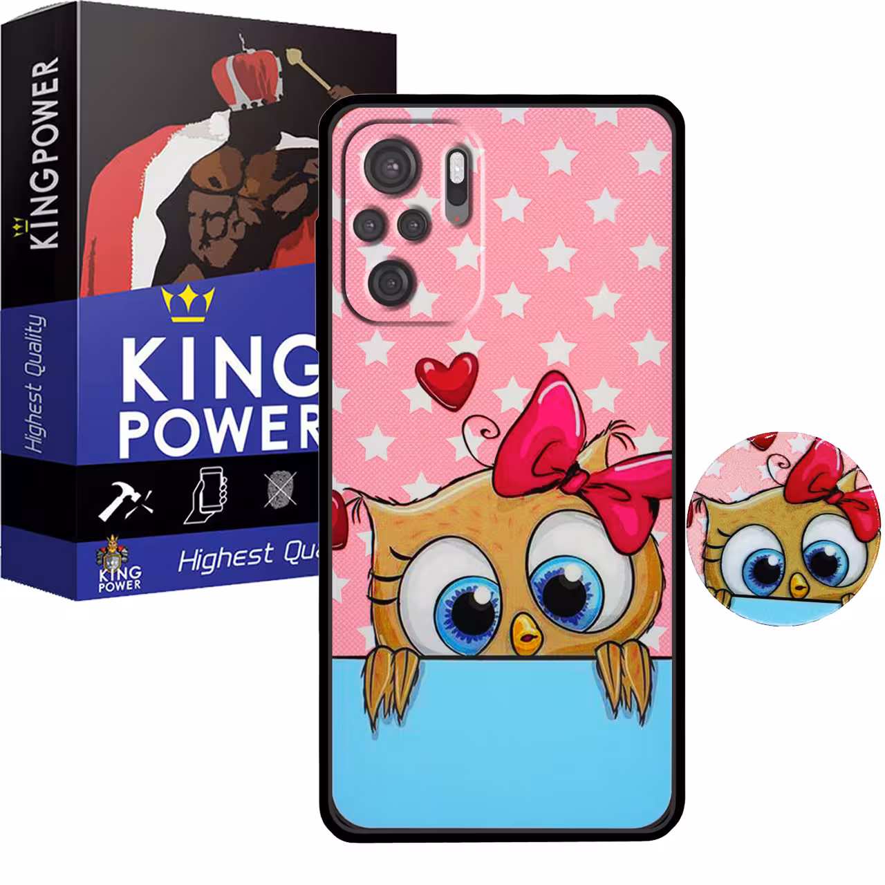 کاور کینگ پاور مدل goghd21 مناسب برای گوشی موبایل شیائومی Redmi Note 10 4G / Note 10S به همراه پایه نگهدارنده