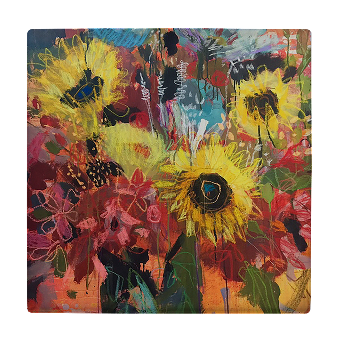 کاشی کارنیلا طرح نقاشی گل و گلدان مدل لوحی کد WKB768 