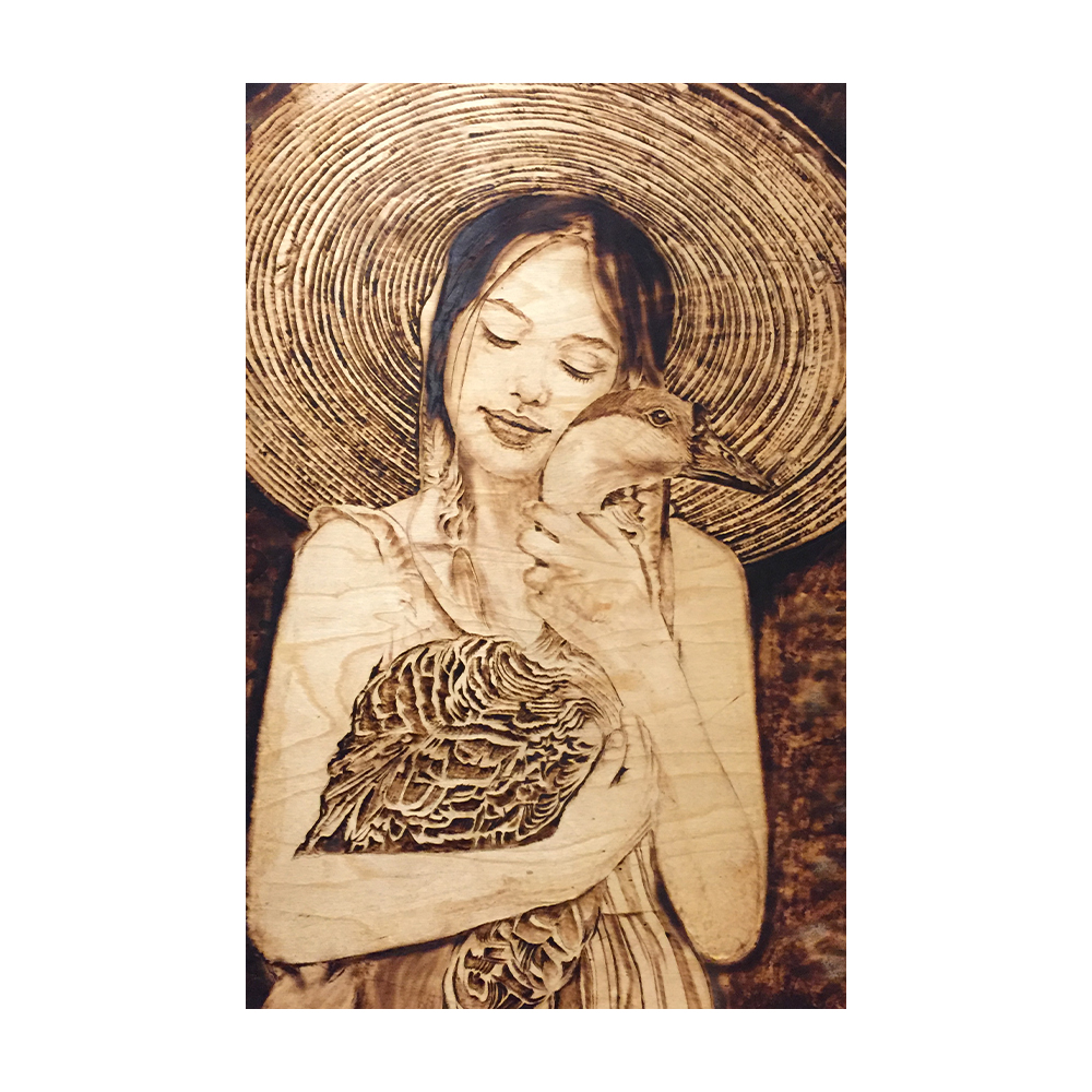 تابلو سوخته نگاری طرح مهربانی