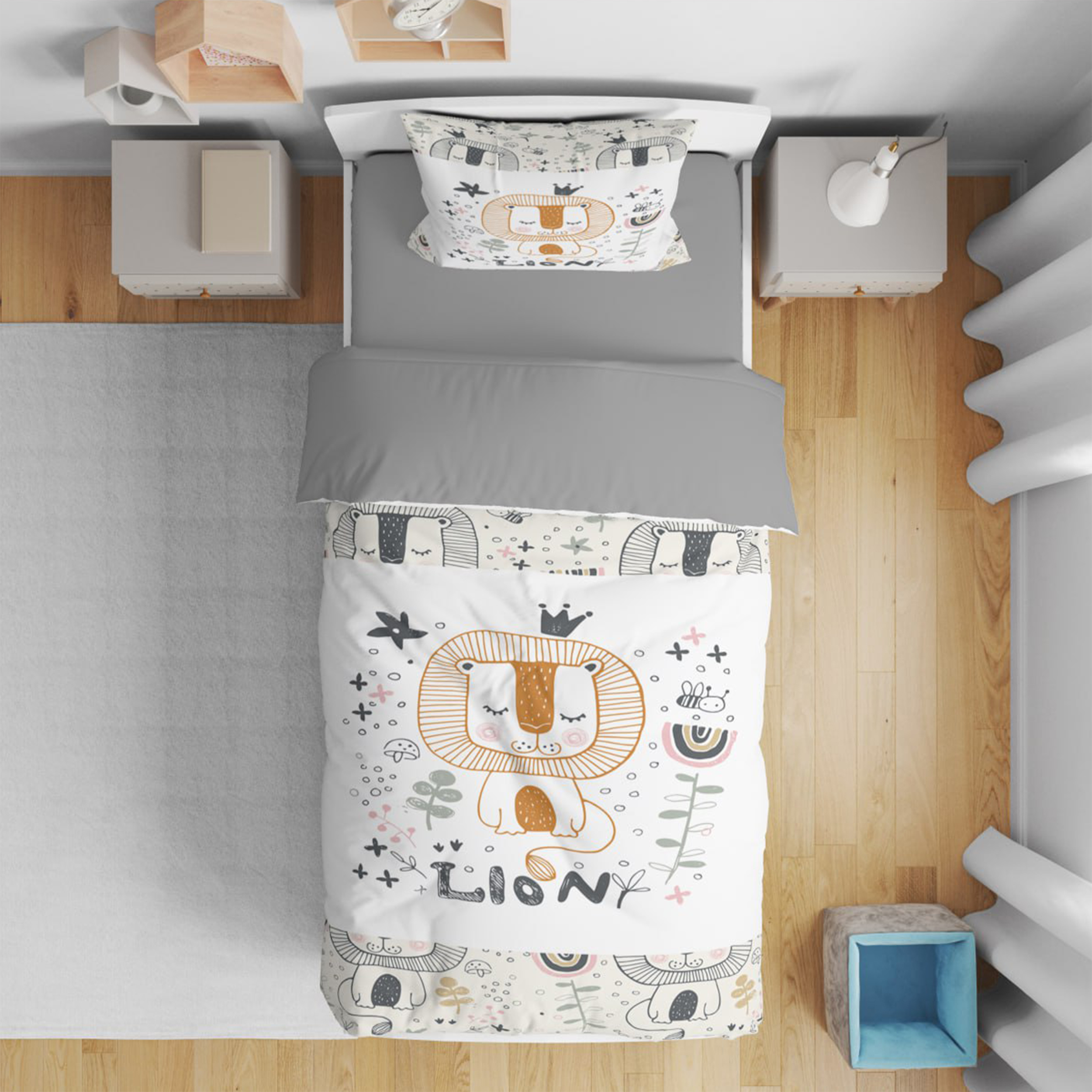 سرویس روتختی مدل شیر جنگل 4446 یک نفره 5 تکه