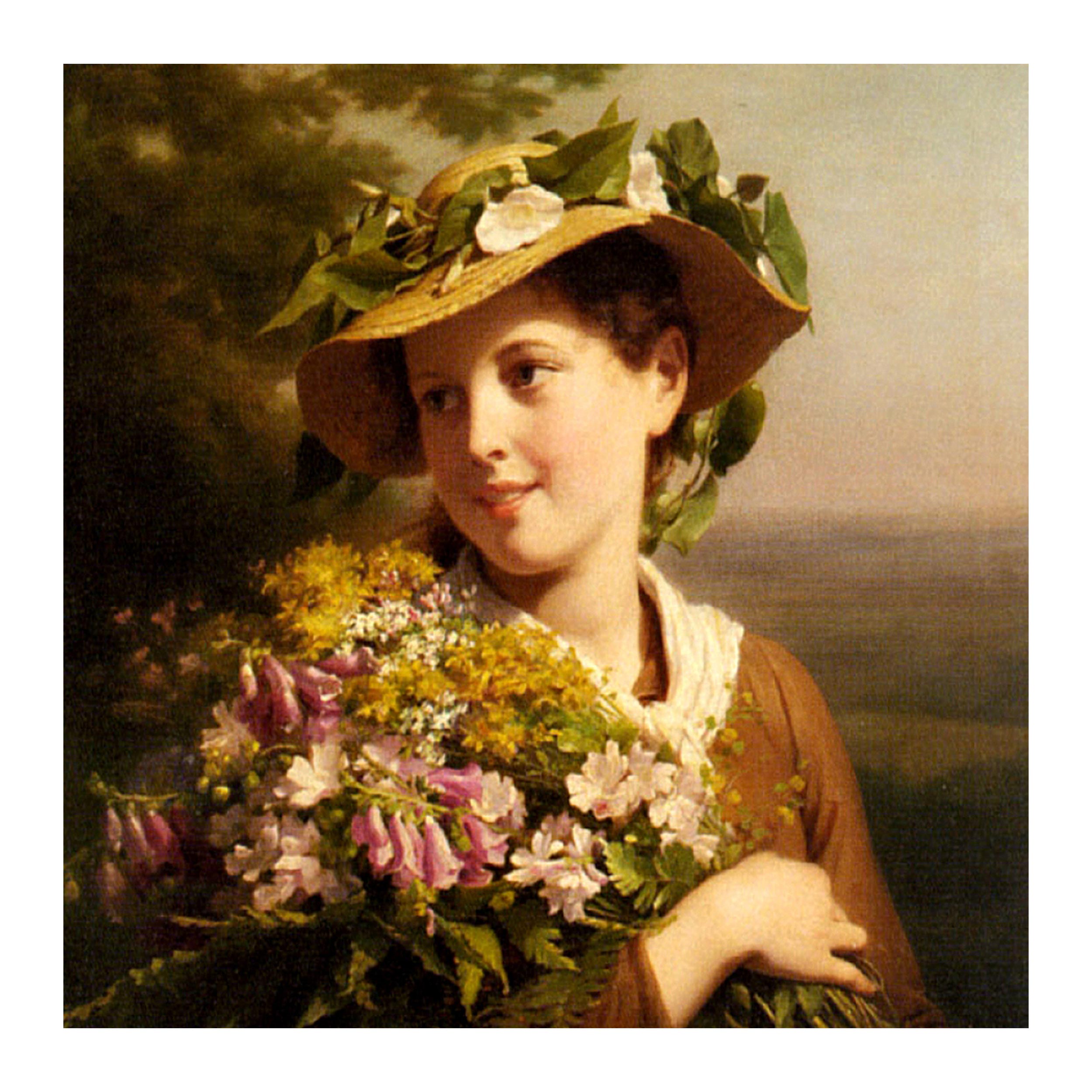 تابلو شاسی مدل R1079 طرح نقاشی دختر و گل