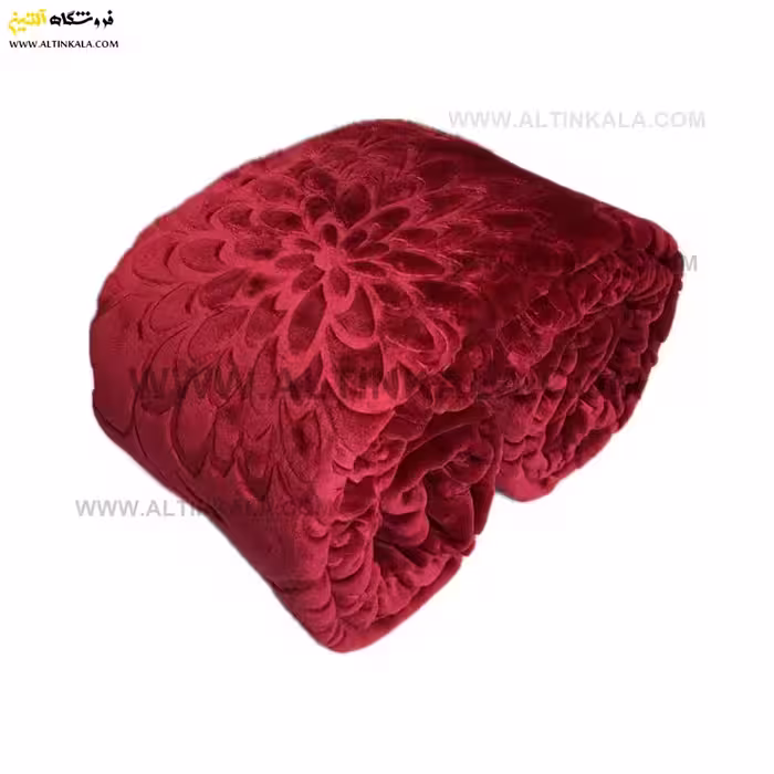پتو گلبافت برجسته دونفره رنگ زرشکی