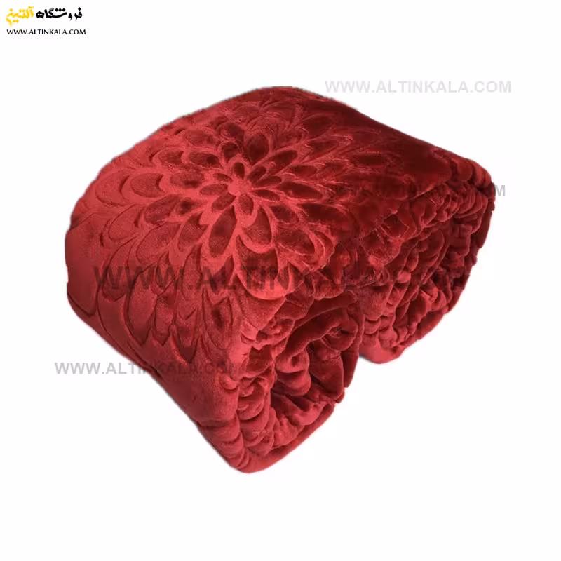 پتو گلبافت برجسته دونفره رنگ زرشکی