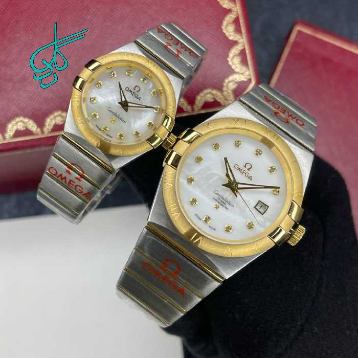 خرید ست ساعت زنانه و مردانه امگا کانسلیشن کیفیت عالی موتور ژاپن جنس استیل رنگ ثابت کد 2116648 - ردگل