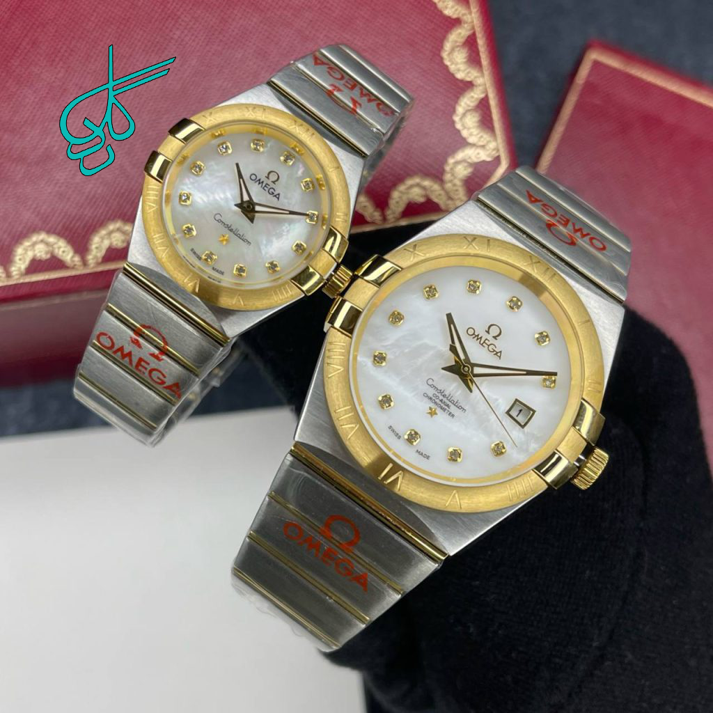 خرید ست ساعت زنانه و مردانه امگا کانسلیشن کیفیت عالی موتور ژاپن جنس استیل رنگ ثابت کد 2116648 - ردگل