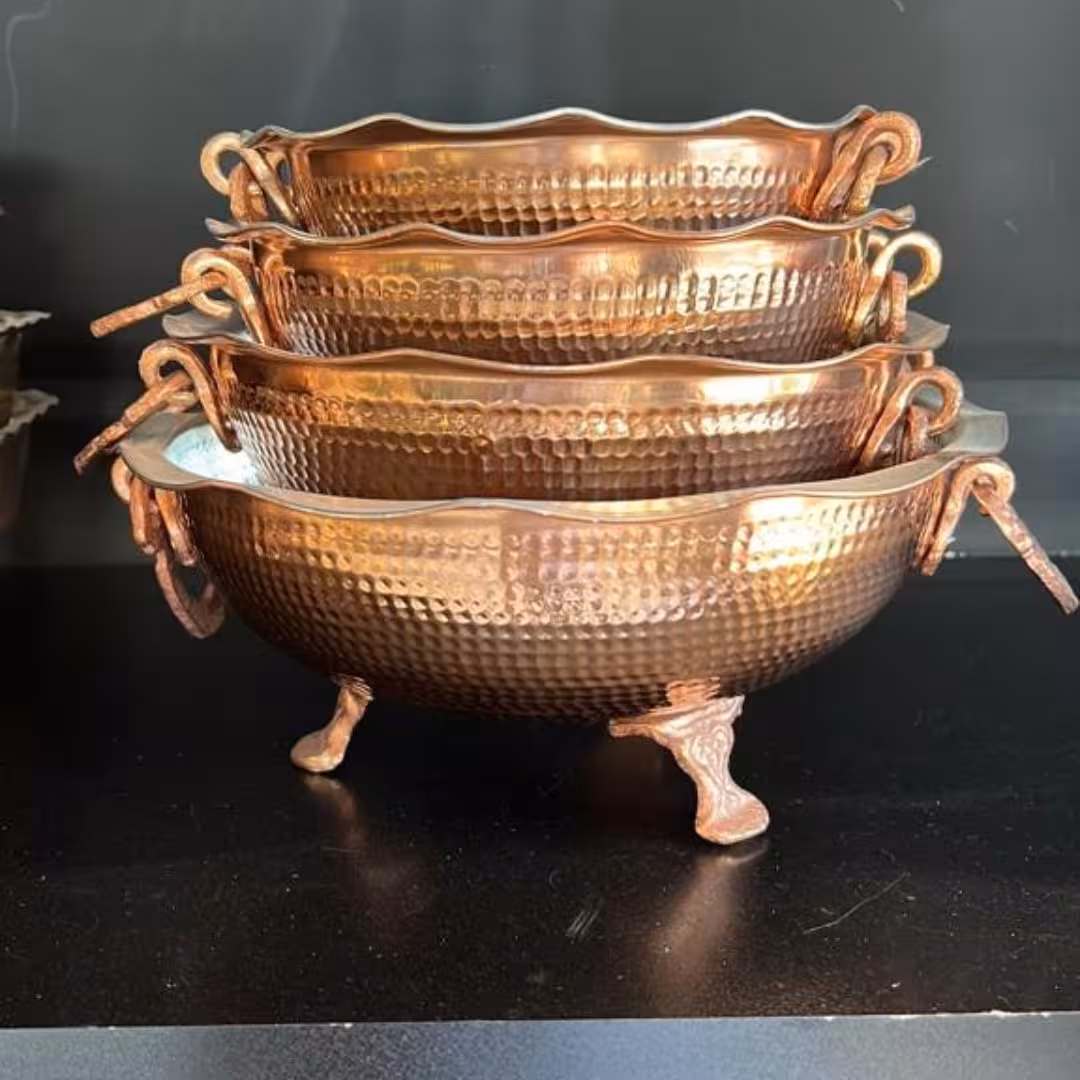 کاسه 3 پایه گوشواره دار سایز4 قطر 28 ارتفاع 12