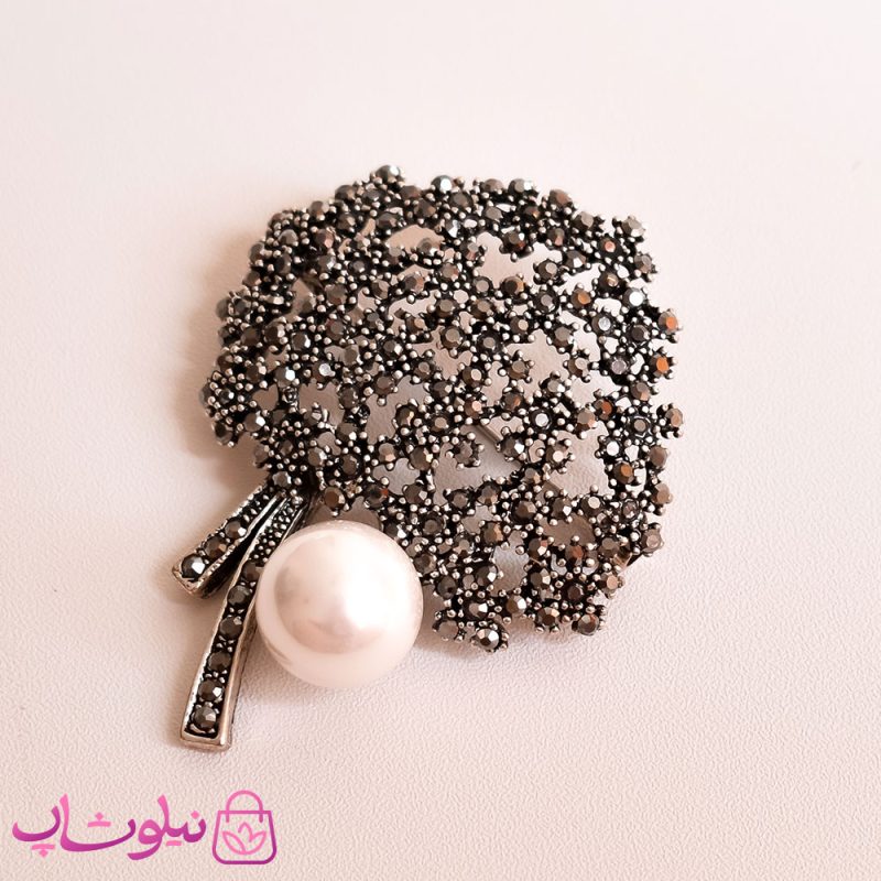گل سینه زنانه برنجی طرح فانتزی کد 1010-4
