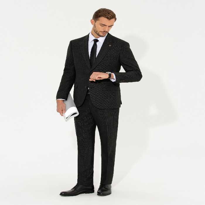 کت و شلوار مردانه خاکستری تیره پیرکاردین - فروشگاه لباس شهرمون