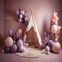 بک دراپ عکاسی با بادکنک بنفش | گرافیک با طعم تربچه