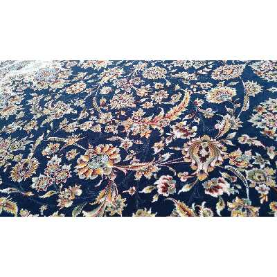 فرش ماشینی زمرد مشهد مدل 45003 زمینه آبی