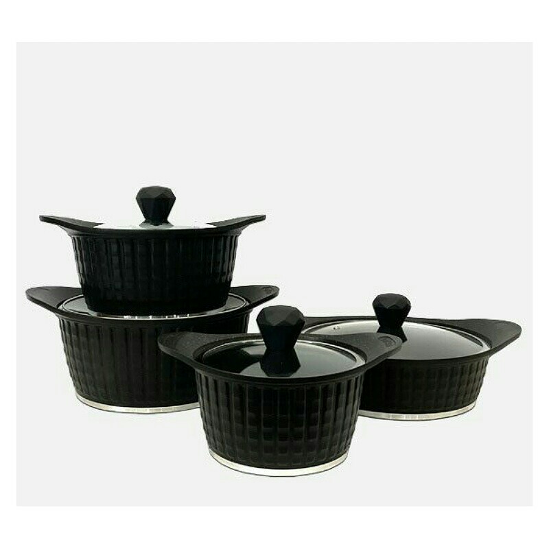 سرویس قابلمه 8 پارچه (چدن نگینی ) مشکی ( یونیک 8200 