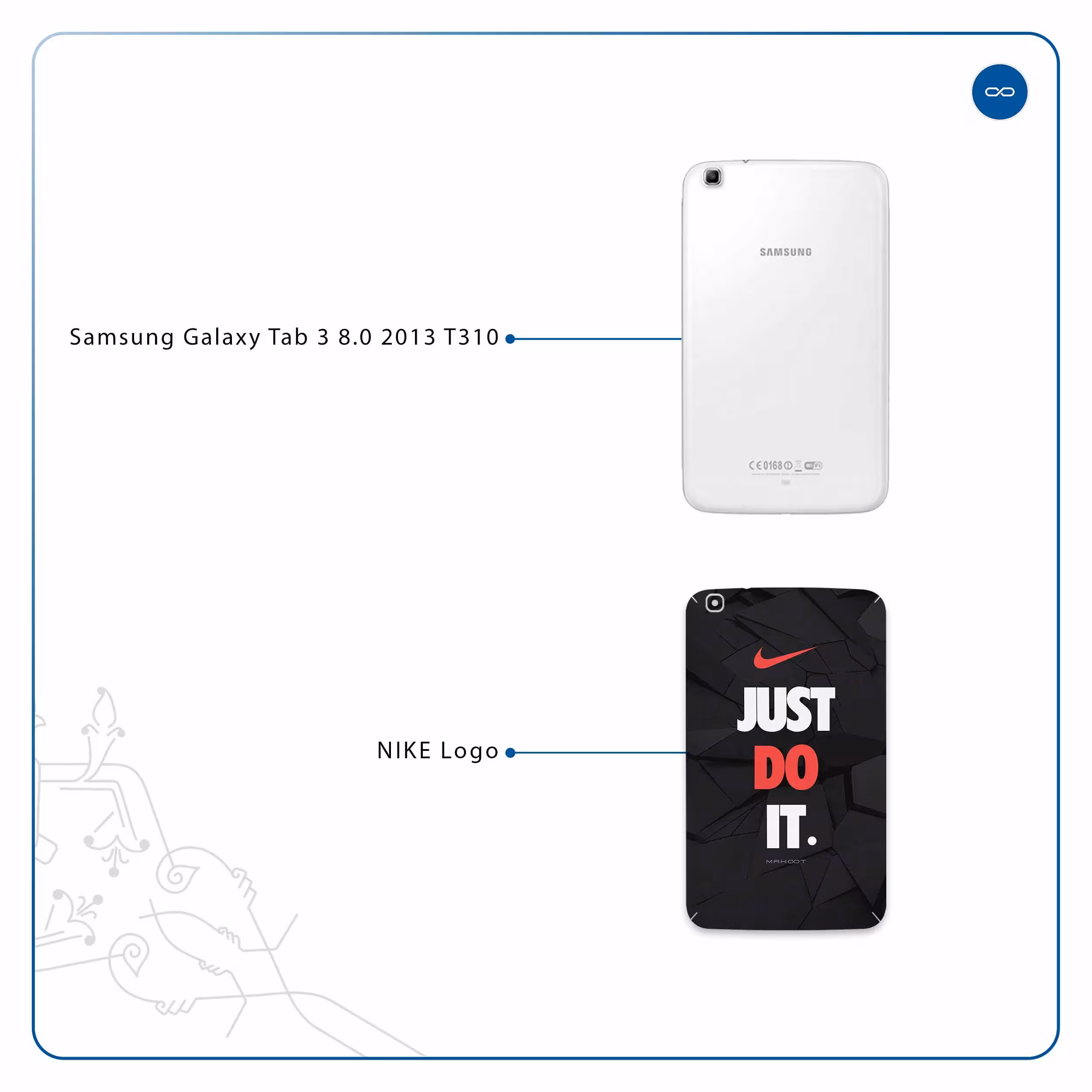 برچسب پوششی ماهوت مدل NIKE-Logo مناسب برای تبلت سامسونگ Galaxy Tab 3 8.0 2013 T310