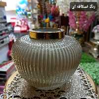 گلدان شیشه ای رنگی رومیزی آبکاری لاستر مدل نارسیس سایز یک  (عالیجناب) 