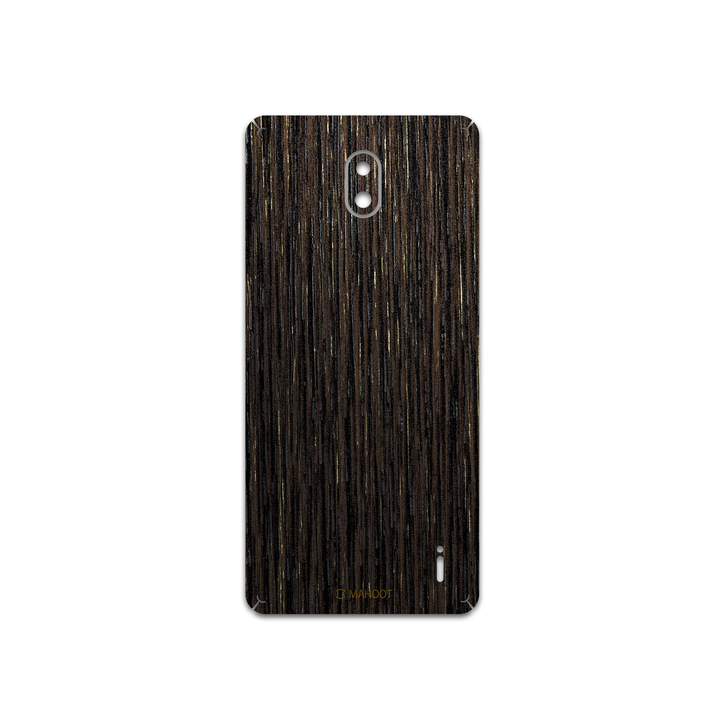 برچسب پوششی ماهوت مدل Dark-Gold-Stripes-Wood مناسب برای گوشی موبایل نوکیا 1 Plus