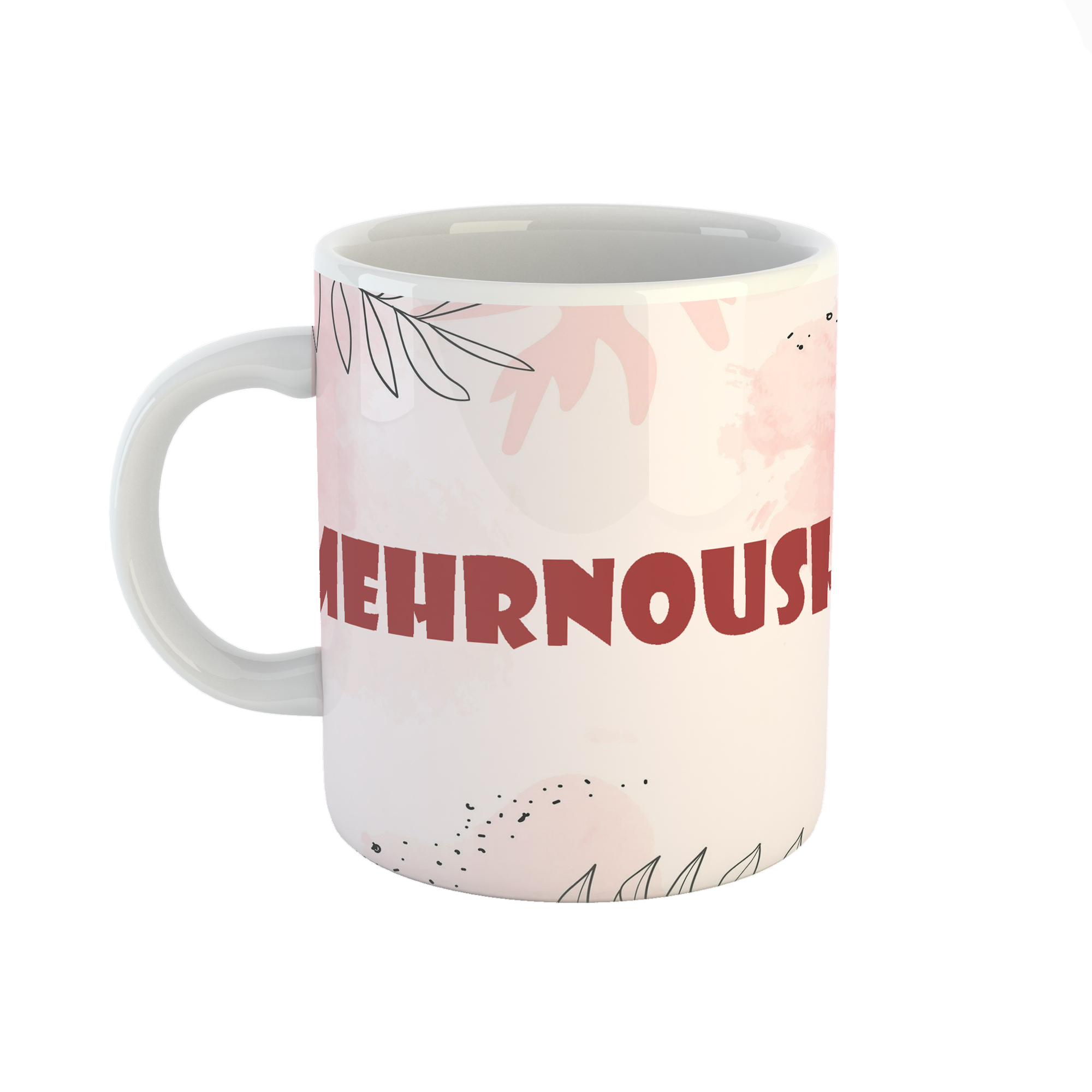 ماگ طرح اسم مهرنوش مدل برگ کد 300