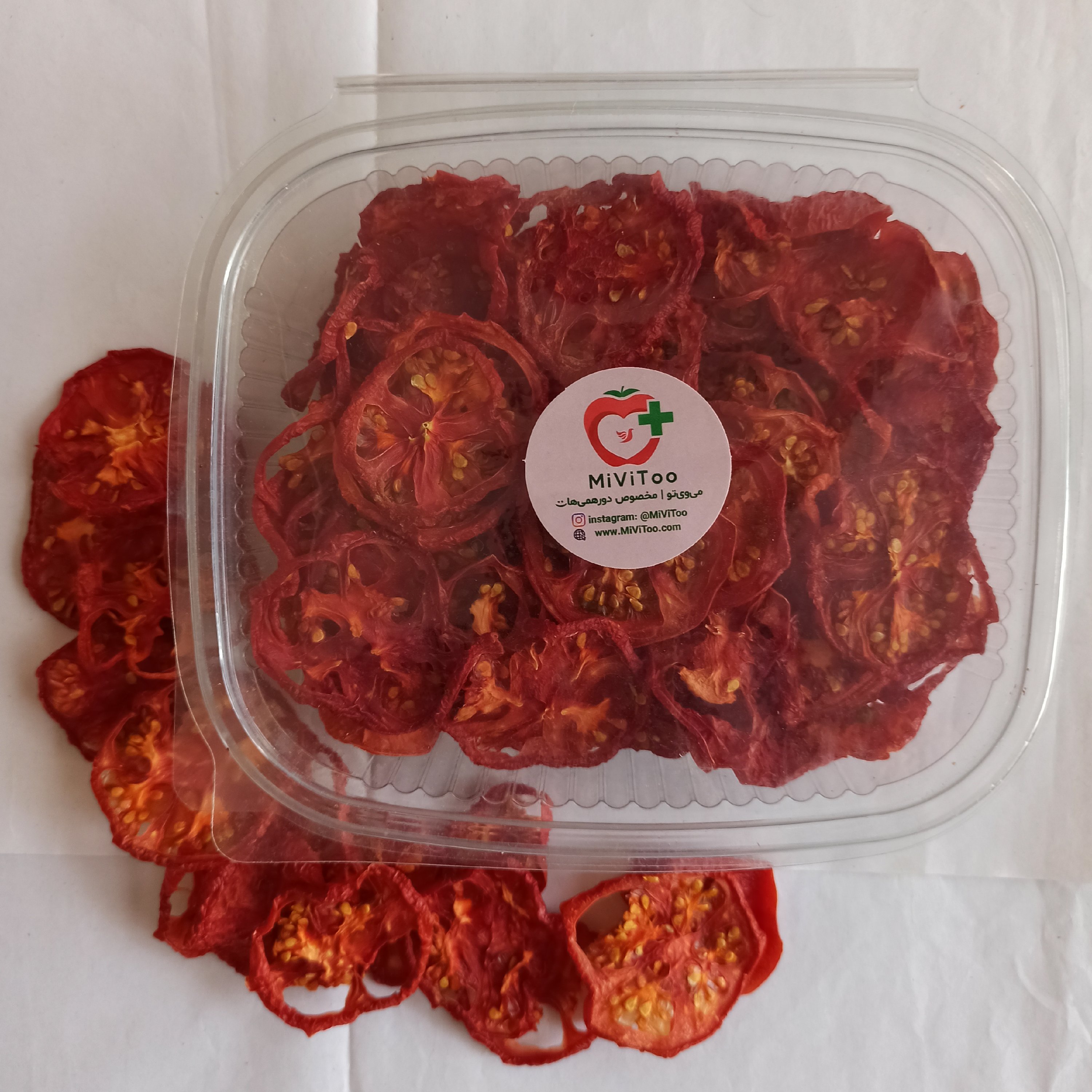 گوجه فرنگی خشک درجه یک (100گرمی) بدون مواد نگهدارنده، خشک شده توسط دستگاه مخصوص، با بسته بندی شیک و مقاوم