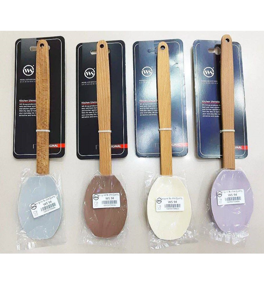 قاشق سیلیکونی دسته چوبی ws94