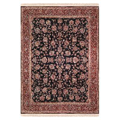 فرش ماشینی زمرد مشهد طرح افشان رنگ مدل گل درشت زمینه سورمه ای