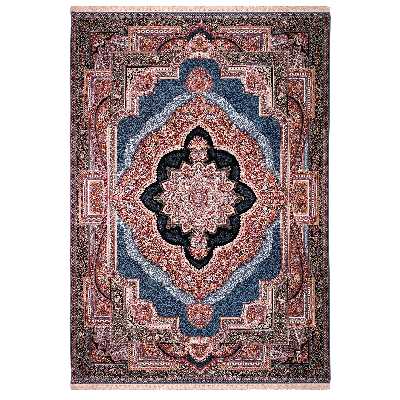 فرش ماشینی زمرد مشهد مدل 2BLO38 زمینه آبی