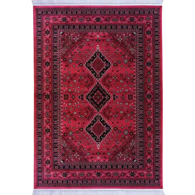 فرش ماشینی رادین اصفهان طرح بلوچ 5 رنگ زمینه اناری