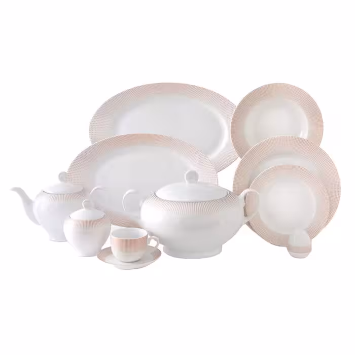 سرویس غذاخوری 102 پارچه چینی زرین ایران سری ایتالیا اف مدل مریدین