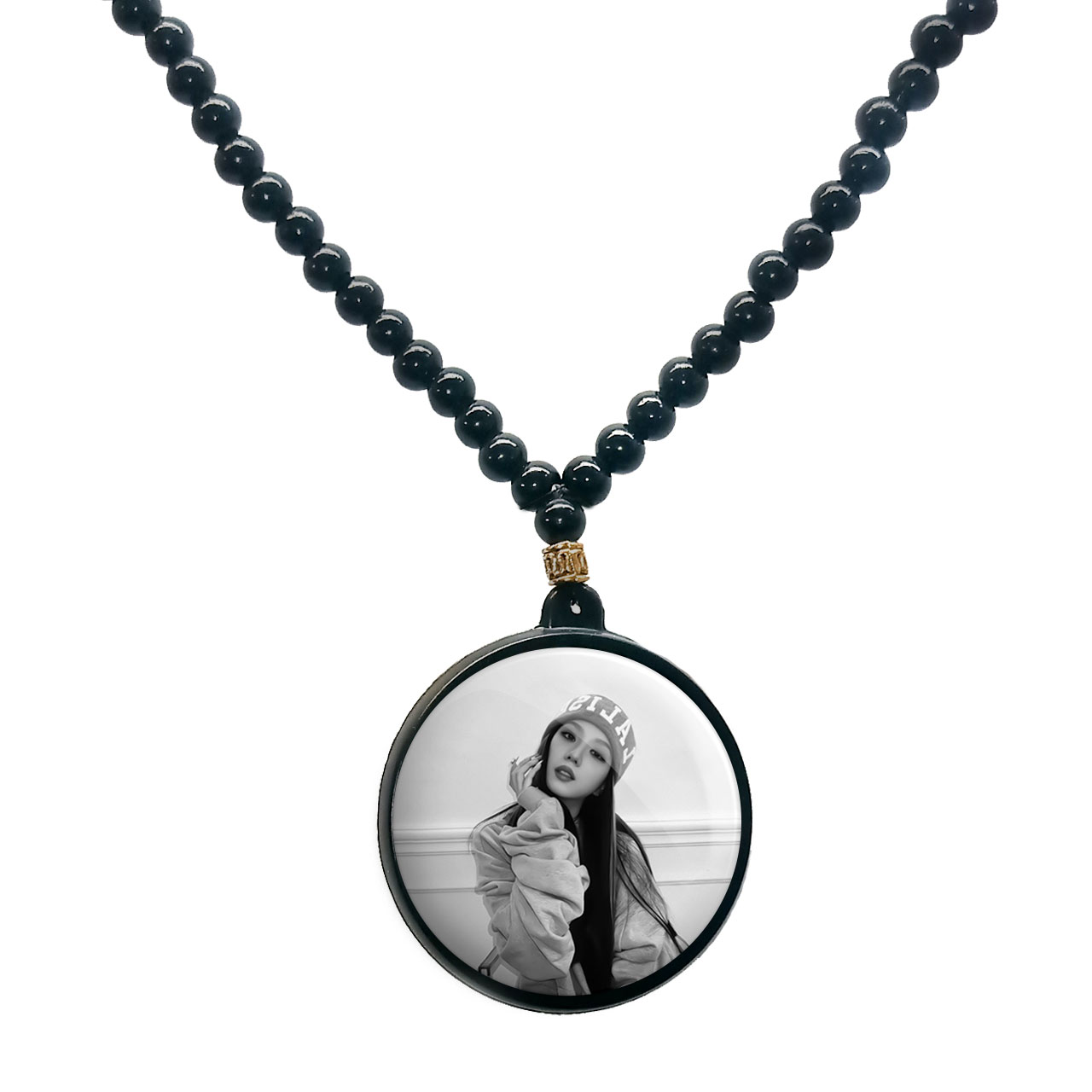 گردنبند پرمانه طرح بلک پینک کد pmd.17828 مدل دو طرفه