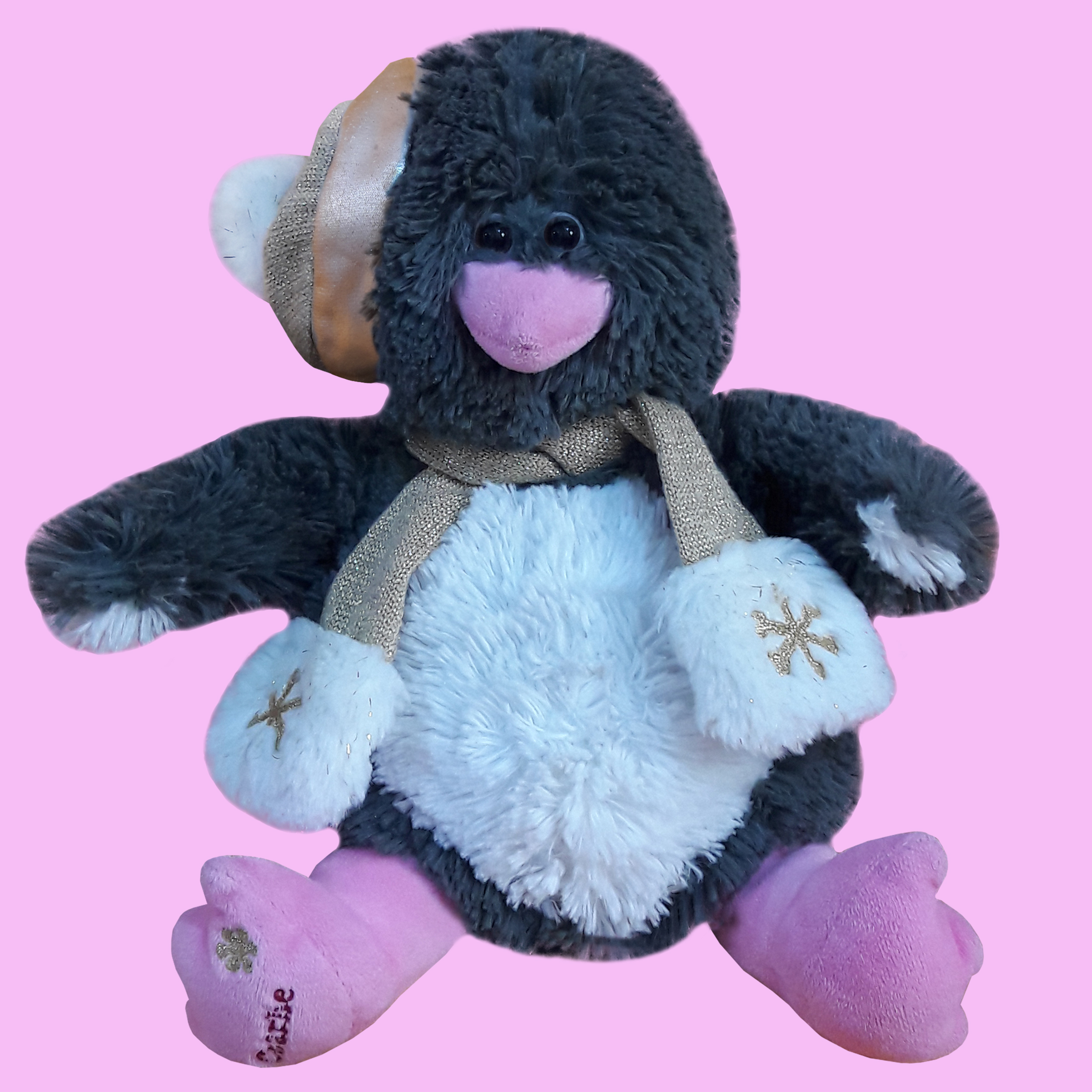 عروسک طرح پنگوئن مدل شالگردن دار کد 137 ارتفاع 25 سانتی متر